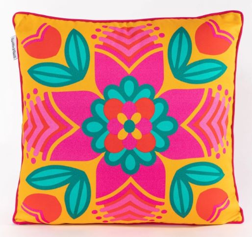 Yellow Mandala Cushion - Cornish Gifts