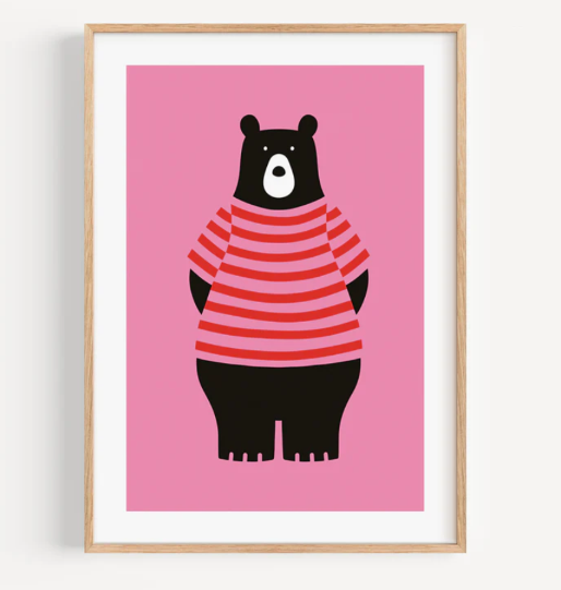 Pink bear print 1 - Cornish Gifts