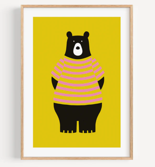 Yellow bear print 1 - Cornish Gifts